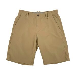 Under Armour Golf Shorts Mens Size 34 Khaki Stretch HeatGear Loose Fit 11in